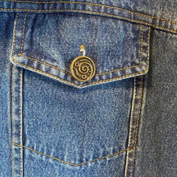 New Identity Women's Blue Denim Jacket Brown Suede Collar Embroidered Size XL - Picture 3 of 5